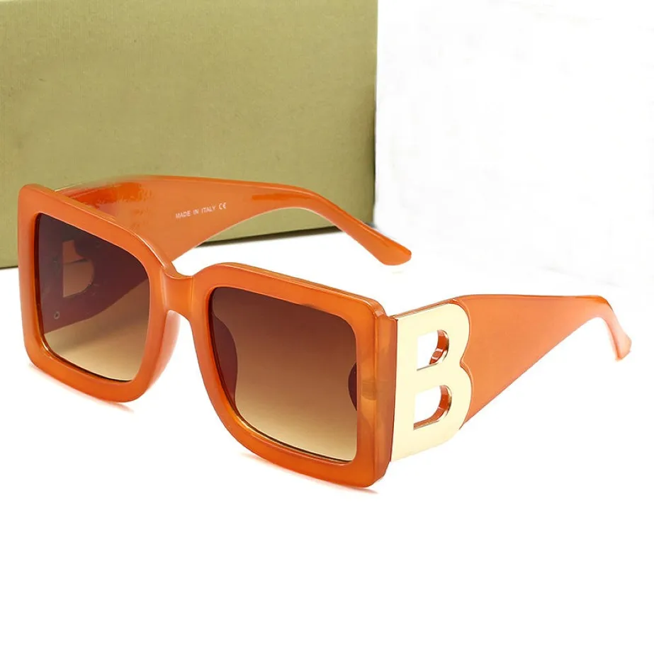 새로운 패션 선글라스 여성 빈티지 럭셔리 브랜드 디자이너 B Motif Square 프레임 선글라스 여성 UV400 안경 로고 음영 267O