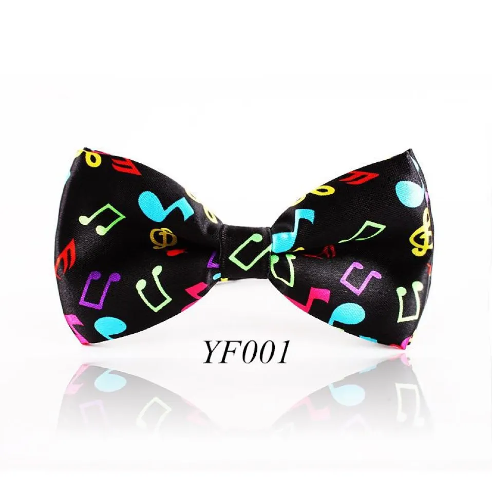 Bow Ties moda kolorowa notatka muzyczna Bowtie Black Music wzór krawat dla mężczyzn Kobiety Nowość Cravat Rekretowa marka 307s