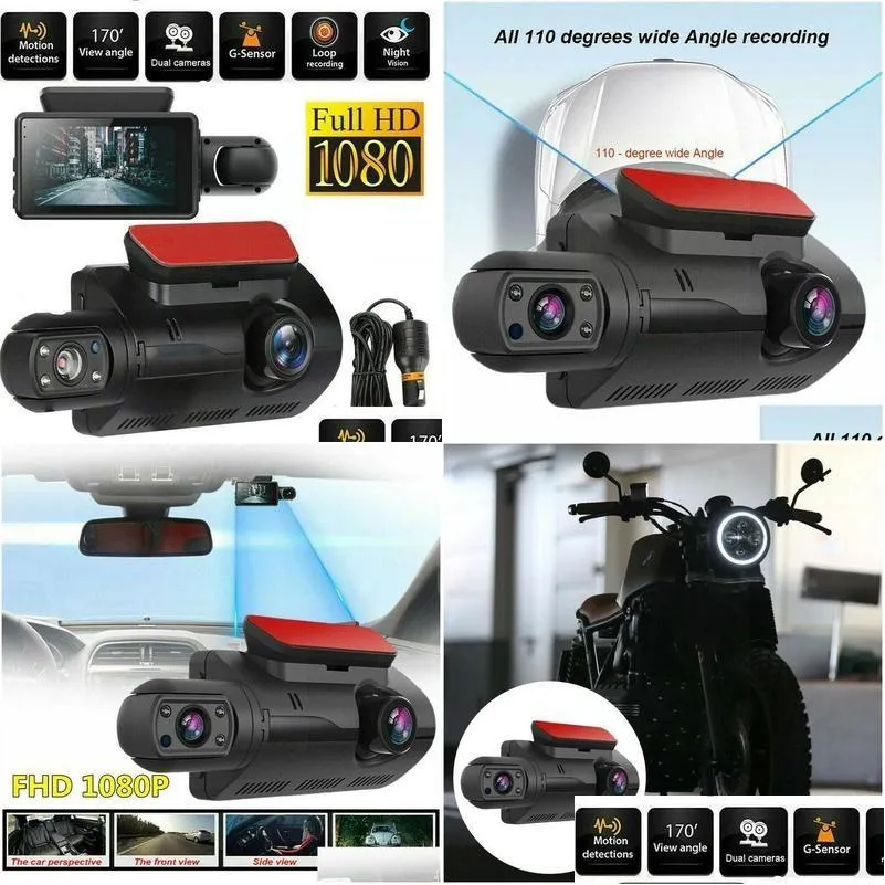 Voiture DVR DVRS dashcam double caméra hd avant 2 lens de l'objectif dash came grand angle de vision nocturne