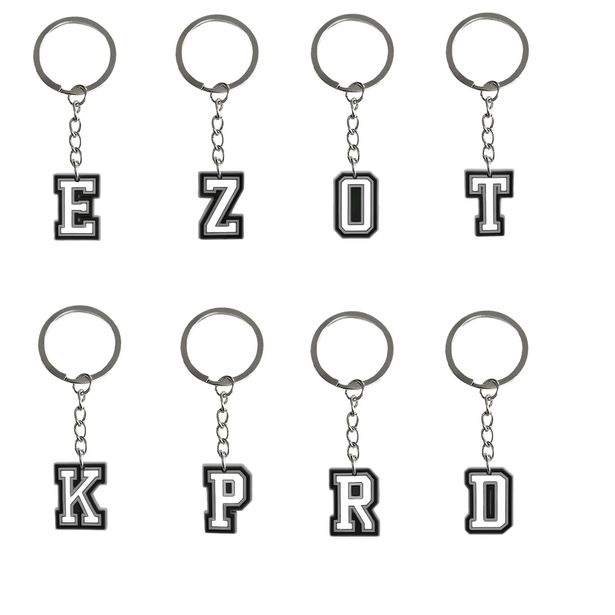 Keychains Lanyards Letters noirs Kewchain mignon sile key chaîne pour adt cadeau kids fête favorise couple chaînes de sac à dos femme costume de clés