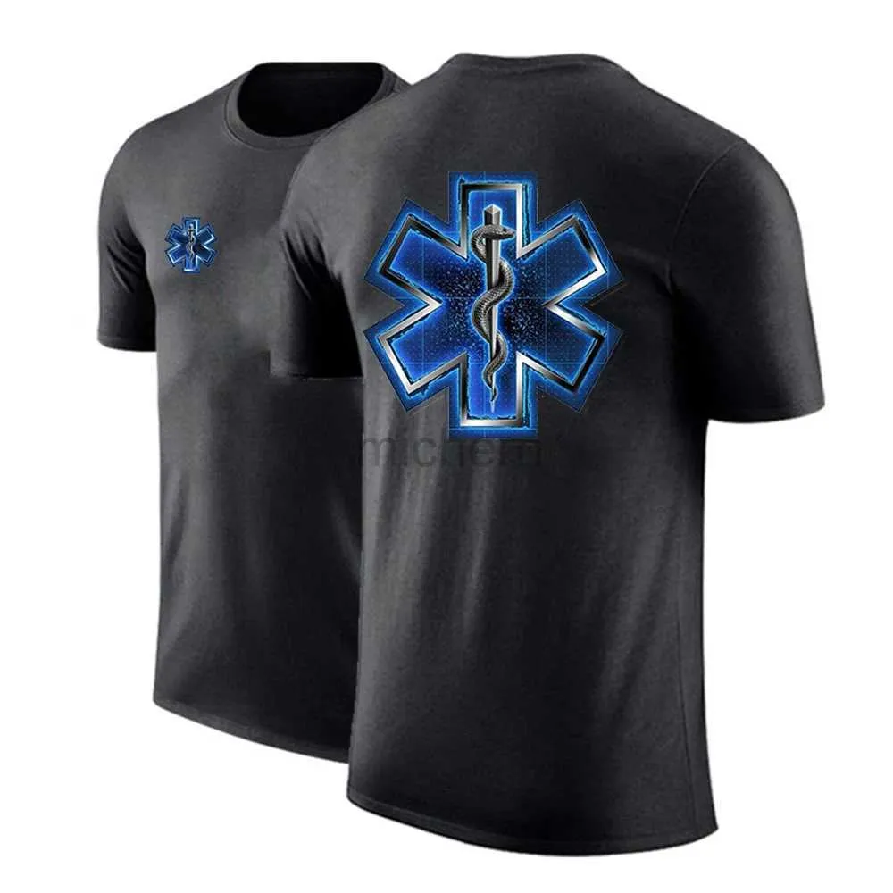 T-shirts masculins EMT Ambulance d'urgence pour hommes Summer Classic Couleur solide T-shirt mode imprimé simple ordinaire à manches courtes D240509