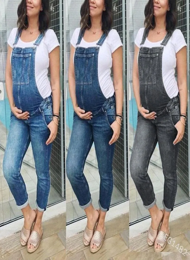 Wepbel Women Jeans insgesamt Mode lässige ärmellose Taschen Sommer Neue Schwangerinnen Overall Hohe Taille Jeans 44N58508913