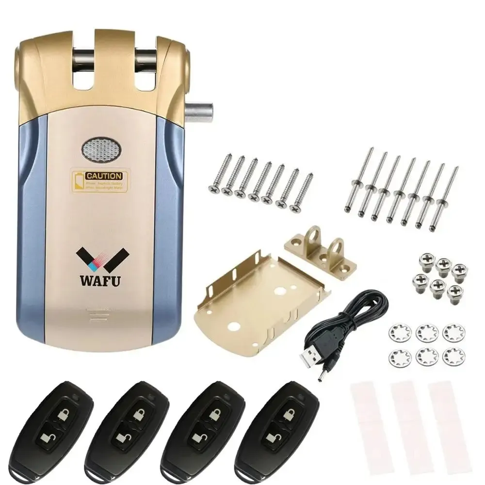 Wafu 019 Door Lock Wireless Control Smart Lock med fjärrkontroller Smart Lock Security Door Easy Installera inomhuslås 240422