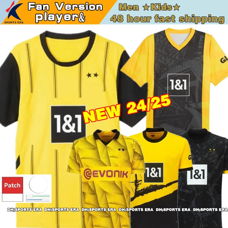 24 25 Dortmunds Futbol Formaları Trikot 50. Özel Yıldönümü Fan Oyuncu Futbol Gömlek Çocuk Kiti 2024 2025 Sancho Reus Eve Away Away Moukoko Brandt Cup Sürüm Üniformaları