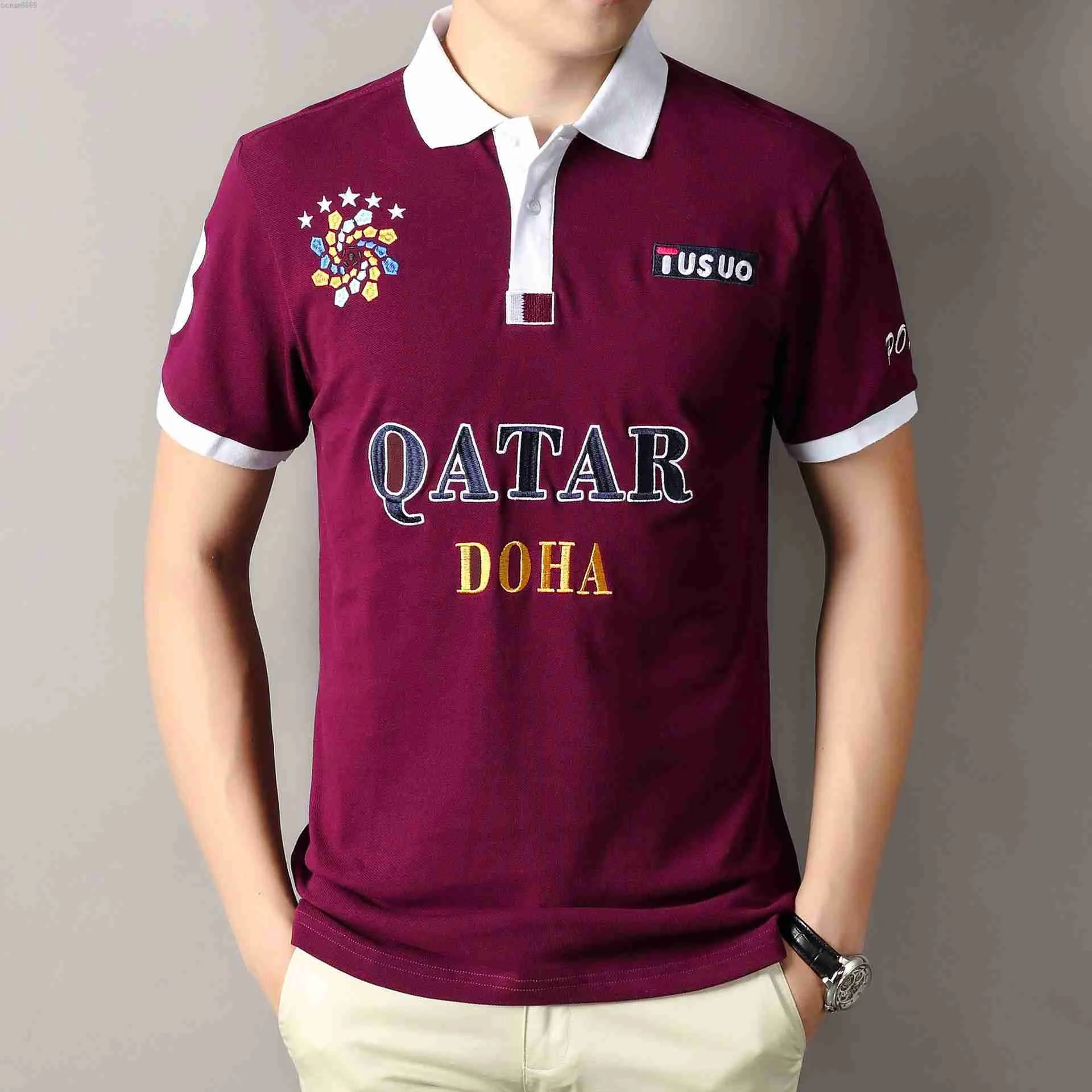 Primavera/estate New Polo Shirt Royal Leisure Football Coppa del mondo ricami di cotone per leisure Doha Qatar