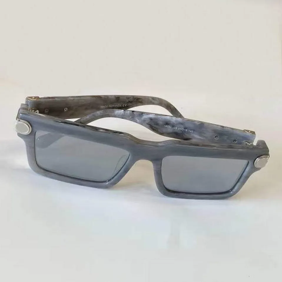 Solglasögon Joy White Grey Marble Silver Mirror Lenses 1403 Herr Sun Gglasses des de Soleil med Box Mens Solglasess Brand 321o