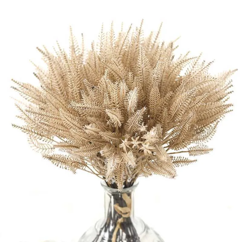 Flores decorativas grinaldas boho pampas grama flores artificiais plástico buquê de buquê caseiro de natal decoração coelho cauda grama falsa flores falsas