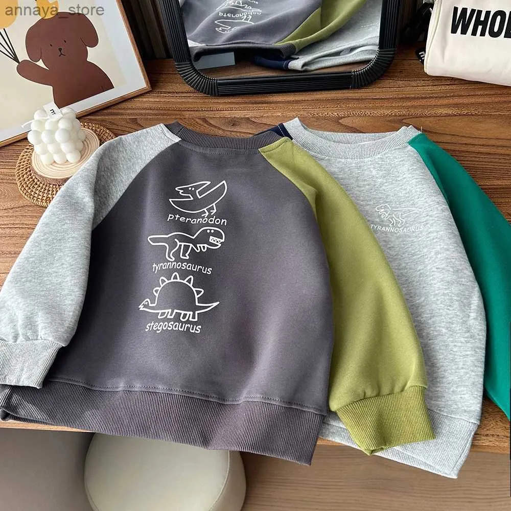 Pullover Baby boy sports shirt toddler dinosaur print hoodie new shirt spring/summer 2024 childrens clothing for ages 1 to 10 Korean styleL2405