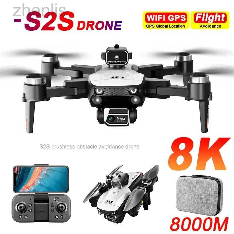 Drones S2S Mini Drone 4K 8K Camera haute définition Évitement d'obstacles pour la photographie aérienne Motor sans balais pliable rc quatre hélicoptères Childrens Toy D240509