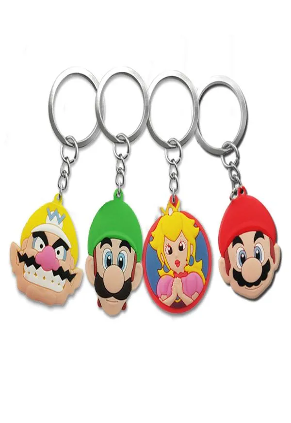 MOQ10PCS Super Mario Metal Key Ketten Netter Cartoon Soft Key Ring PVC Anime Figur Schlüsselbundwagen -Schlüsselhalter Modezubehör WHO4156088