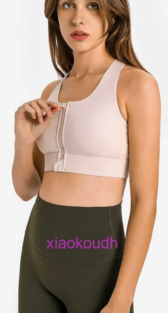 Designer LuL Yoga Outfit Sport Bras Women High Support Ss New Front Zipper Widened Bottom Sports Bra Womens Strength Shock