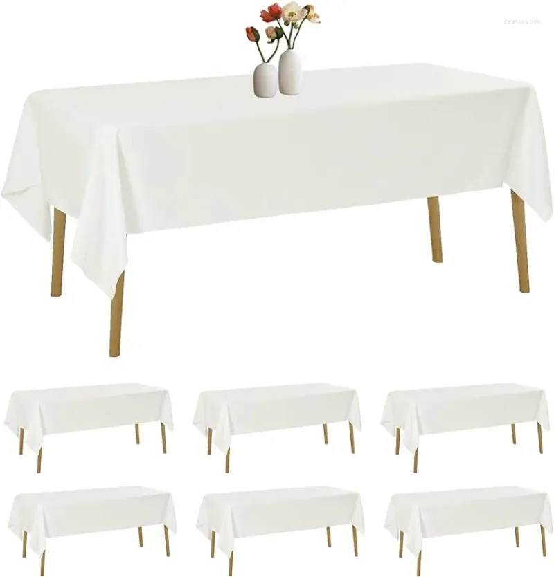 Tableau de table 6 nappes rectangulaires 60 x 120 pouces colorants en tissu en polyester lavable résistant aux rides et aux rides résistants aux rides