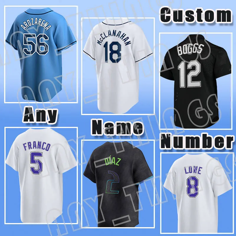 5 Wander Franco 2024 City Connect Baseball Jerseys 2 Yandy Diaz 56 Randy Arozarena 18 Shane McClanahan Rays Wade Boggs Брэндон Джош Лоу Исаак Парредес Тейлор Стены