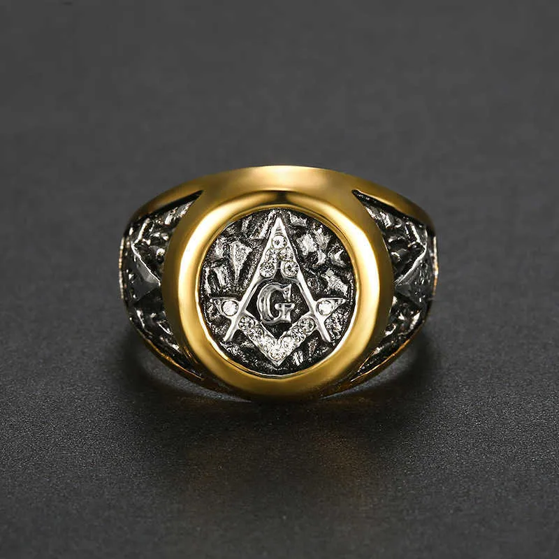 Freemason Mark Ag Ring Trend Street Gold Anello cubico bianco freemason Anello inossidabile