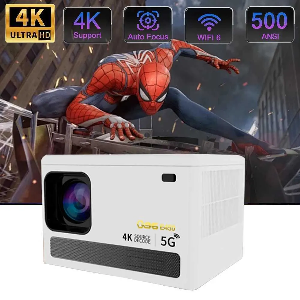 Proiettori 4K Proiettore ad alta definizione Proiettore Dual Band WiFi 500 ANSI Bluetooth Proiettore WiFi 6.0 Smartphone Proiettore dello stesso schermo proiettore Autofocus Home Proiettore J240509