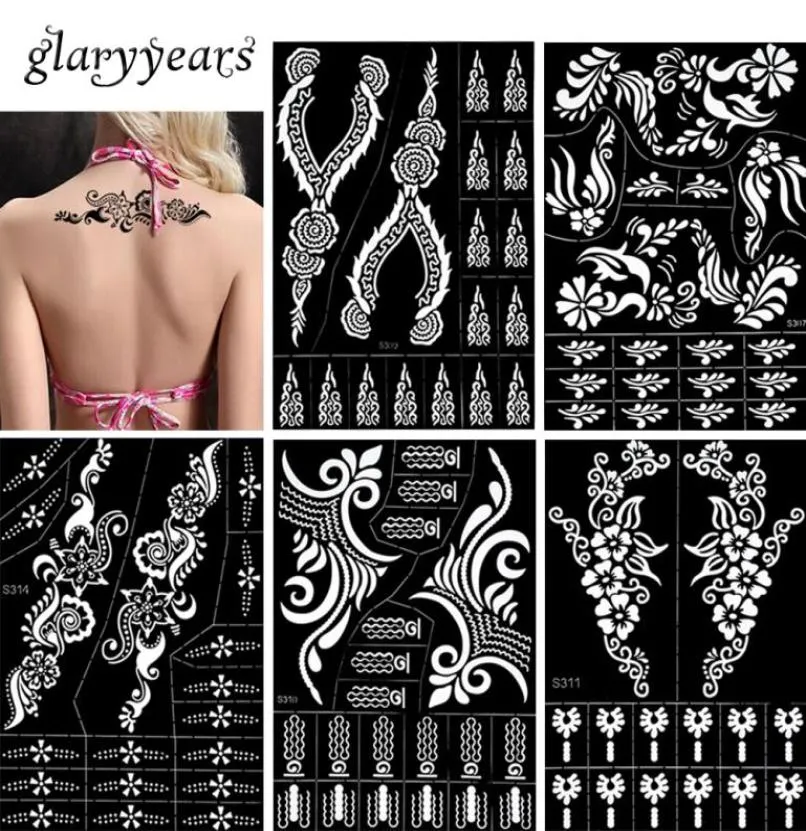 Whole30 ontwerpen 1 stuk grote henna stencil holle airbrush verf sjabloon sexy dames make -up body art tattoo stencil temporar9023086