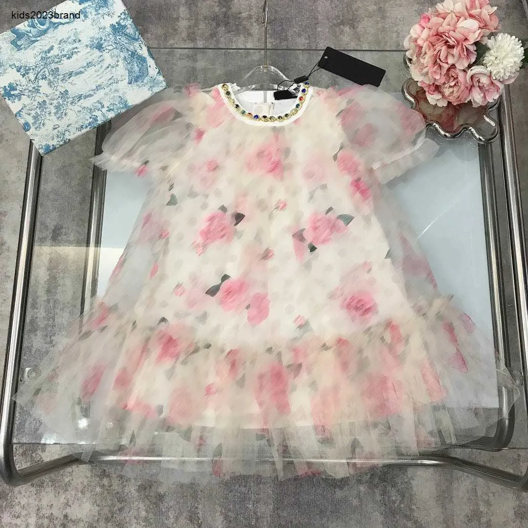 Новая детская юбка раскрашенная драгоценный камень поддельное колье принцессы размеры 100-150 см детская дизайнерская одежда Летняя девочка вечеринка 24 мая