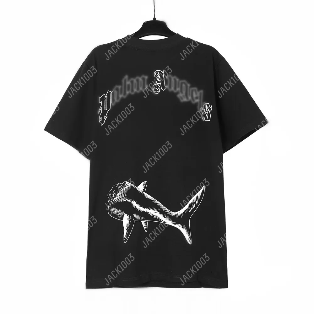 Palm PA 24SS Summer Letting Impresión Boceto Bloqueo Tiburón Tiburado Camiseta Novio Regalo Floje Hip Hop de gran tamaño Unisex Amantes de manga corta TEES TEES ANGELS 2225 IWBT