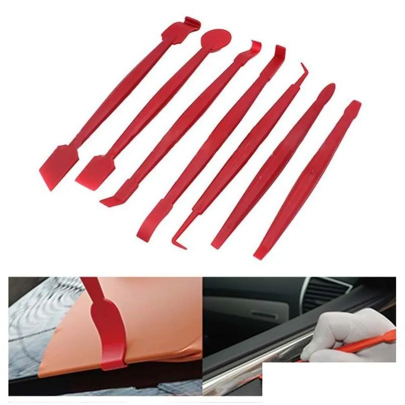 Hand Power Tool Accessories 7Pcs/Set Car Vinyl Wrap Film Squeegee Scraper Tools Edge-Closing For Mobile Films Sticking Styling Drop Dhpnb