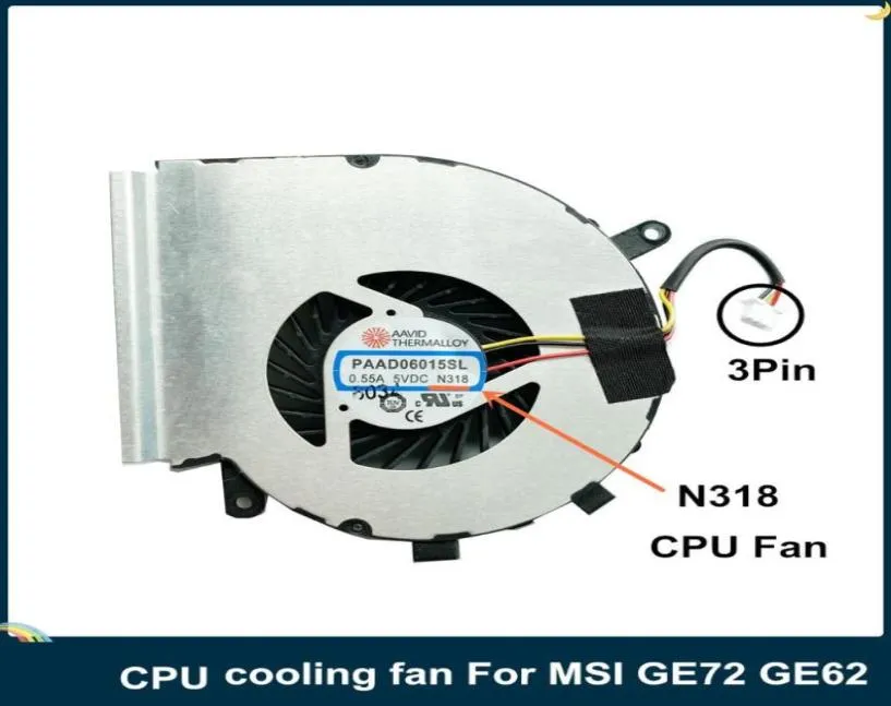 Tampons de refroidissement d'ordinateur portable LSC Ventilateur de refroidisseur CPU d'origine pour MSI GE72 GE62 PE60 PE70 GL62 GL72 Remplacer PC N3189681888