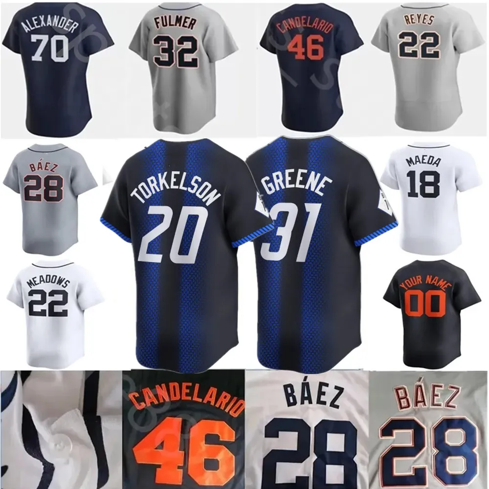 2024 Özel S-4XL City Connect Beyzbol Forması 28 Javier Baez 24 Miguel Cabrera Mize Gipson-Long Skubal Baddoo Meadows Ibanez Carpenter Greene Torkelson Formaları