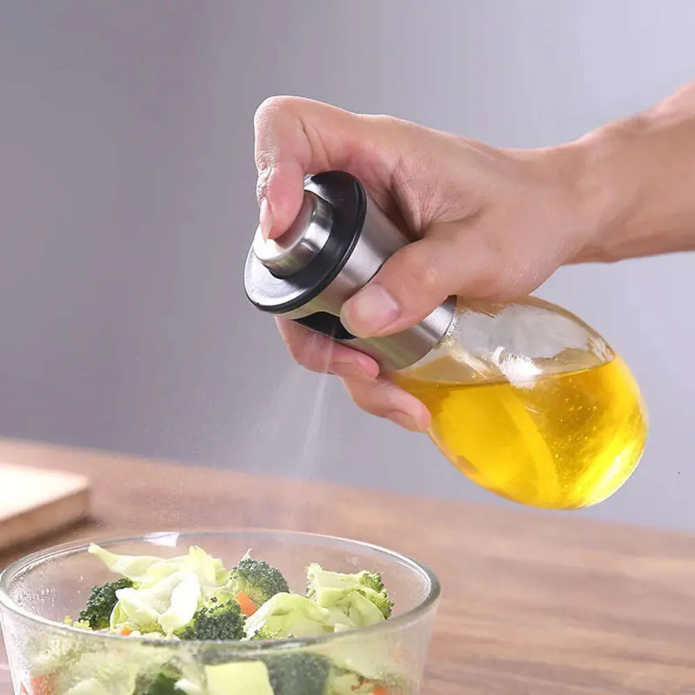 Vidage pulvérisateur en acier inoxydable à huile en verre 200 ml avec entonnoir pulvérisateur d'olive et bouteilles de distributeur de vinaigre pour barbecue pot d'assaisonnement outils de cuisine ER S