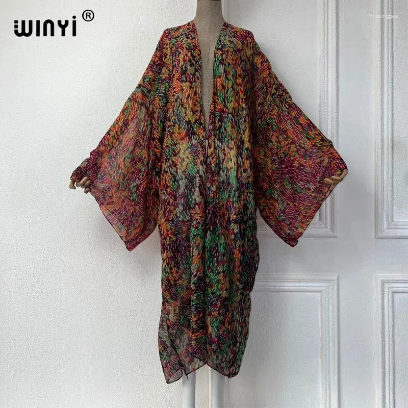 Stampa abiti da spiaggia per donne costume da nuoto Copertura africano boho cardigan sexy vacanza a manica lunga kimono abaya