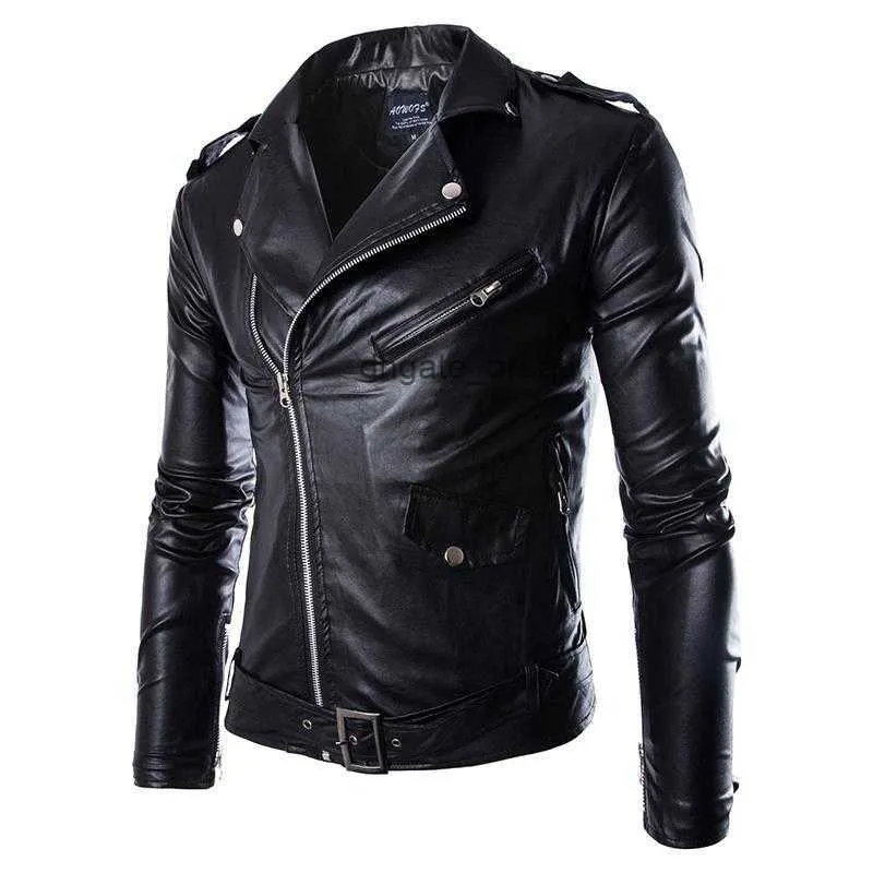 Männer modische PU-Lederjacke Frühling Herbst Neue British Style Men Leder Jacke Motorrad Jacke Black Braun M-3xl