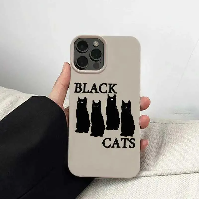 Cell Phone Cases Cute Black White Cats Fashion Phone Case For iPhone 11 13 14 Pro Max 12 Mini XR XS Max X 7 8 Plus Couple Shockproof Back Cover J240509