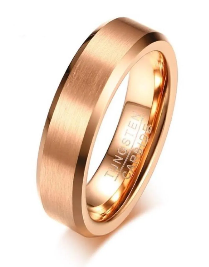 Anel de casamento de 6 mm de ouro rosa escovados de tungstênio anel para homens para homens e mulheres conforto nos EUA e na Europa4105691