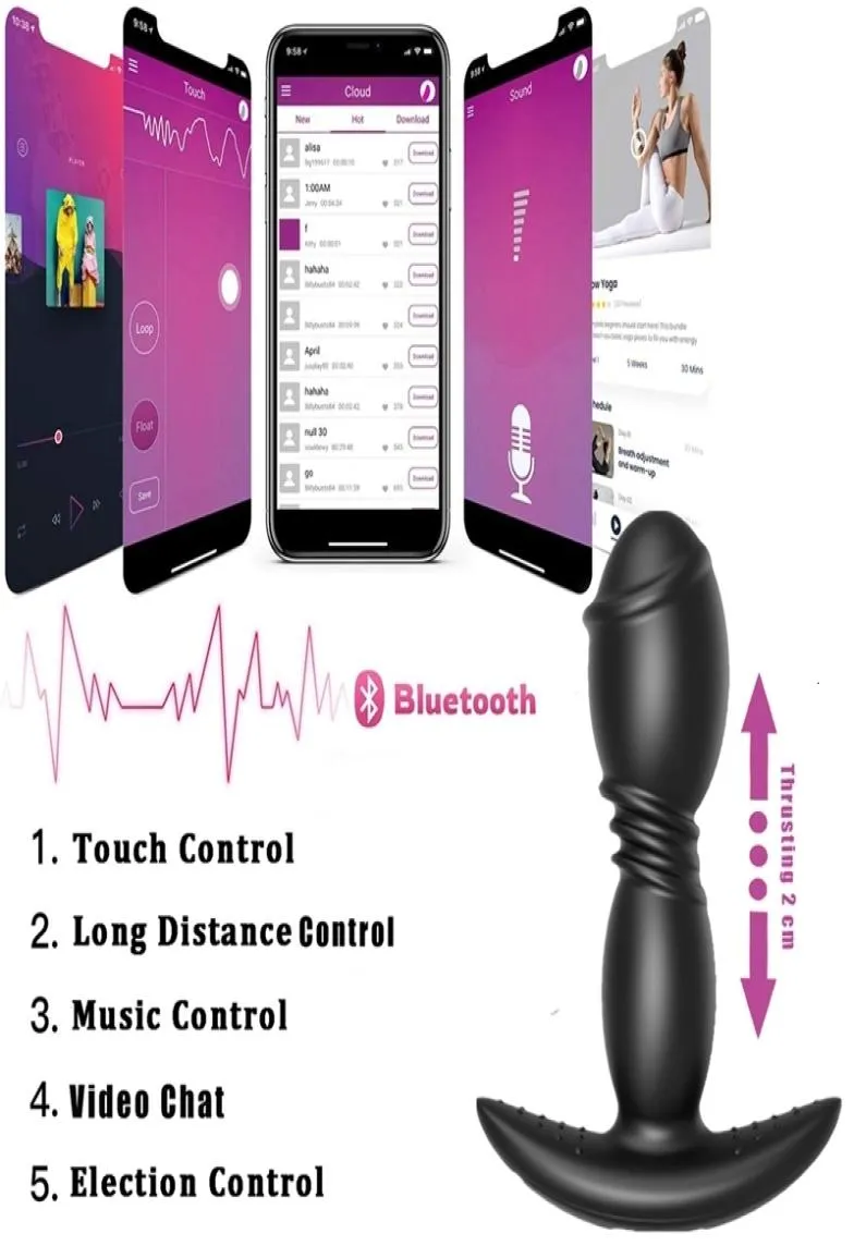 Massager zabawek seksu Bluetooth Dildo Vibrator Big Butt Cyp Anal Anal Kontrola Mężczyzna prostaty Massager Anus Men Gay 189061560