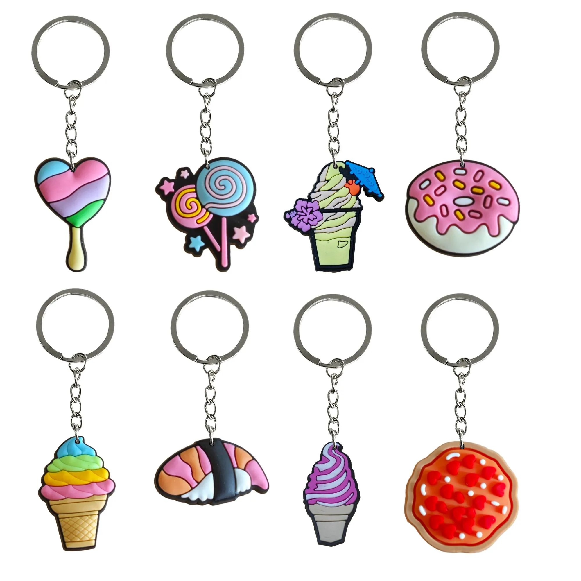Cartoon Accessories Ice Cream 2 10 Keychain Cool Keychains For Backpacks Key Chain Ring Christmas Gift Fans Men Keyring Suitable Schoo Ottbq