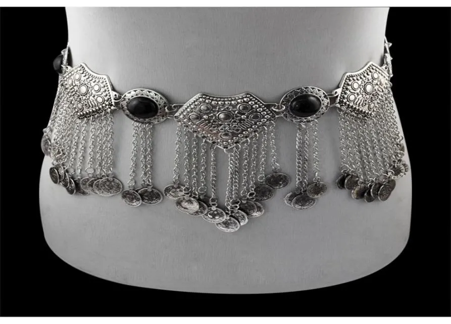 Turkse zigeuner zilveren buikketens boho etnische sieraden sexy bikini taille dans munt jurk riem buik piercing tribale sieraden t200504677656