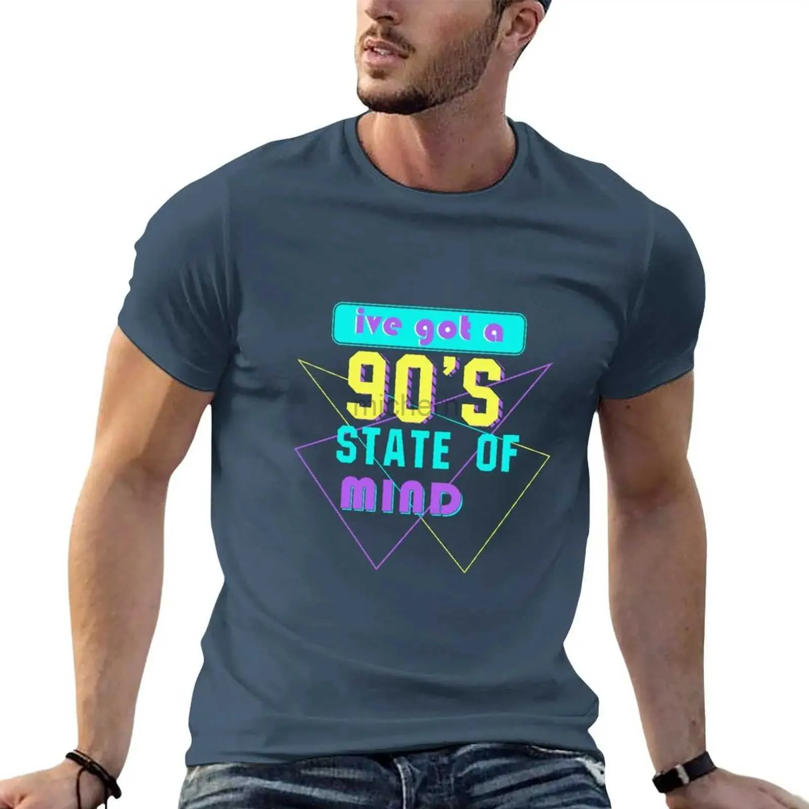 Herren-T-Shirts Thinking State Design der neuen T-Shirts der 1990er Jahre Anime Kleidung Hippie Kleidung Koreanische Mode reine schwarze T-Shirts Herren Kleidung D240509