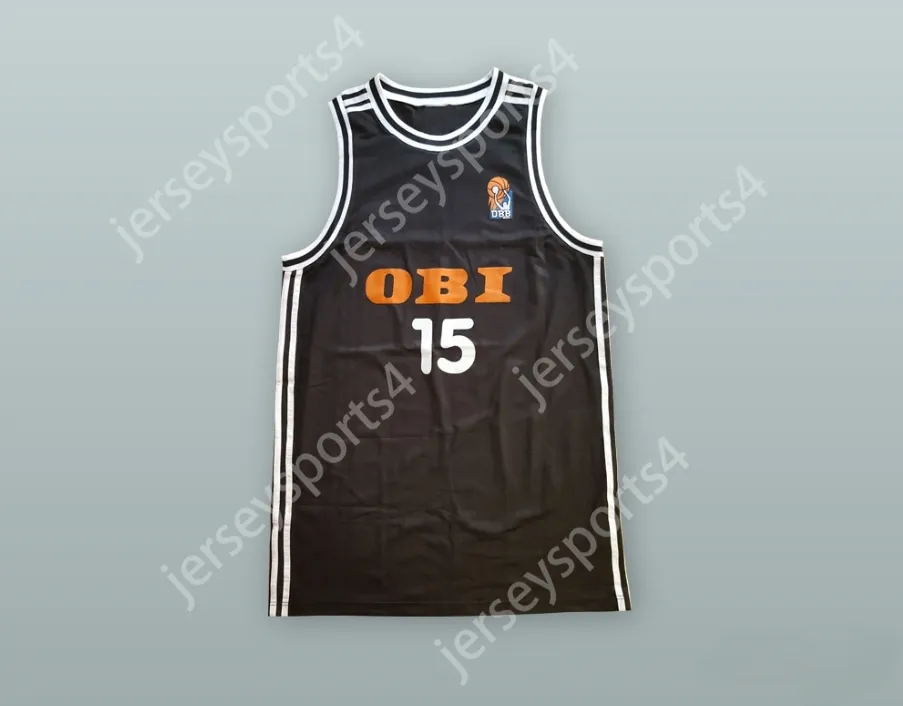 Custom Nay Mens Youth/Kids Dirk Nowitzki 15 Deutsche Nationalmannschaft Schwarzer Basketball Trikot Top S-6xl