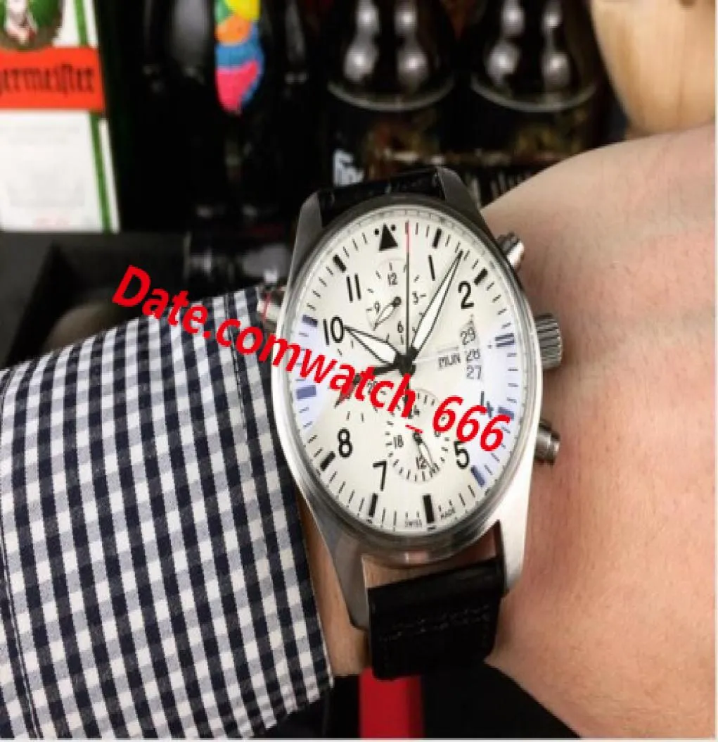 4 Style luksusowy zegarek 41 mm Chronograf Top Gun 378901 Skórzany pasek kwarcowy Męskie Watchy 4823501