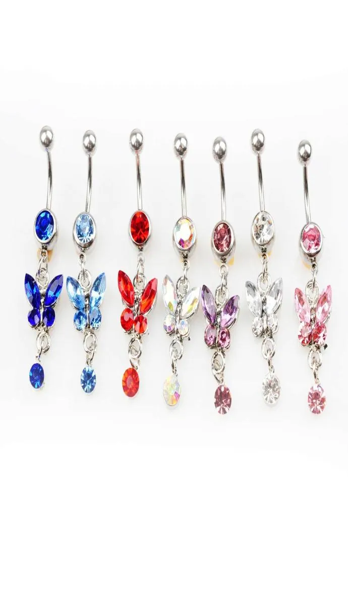 D0347 6 kleuren Mix kleuren navel navel ringen body piercing sieraden bengelen accessoires mode charme vlinder 20 stcs lot jnxp7687827