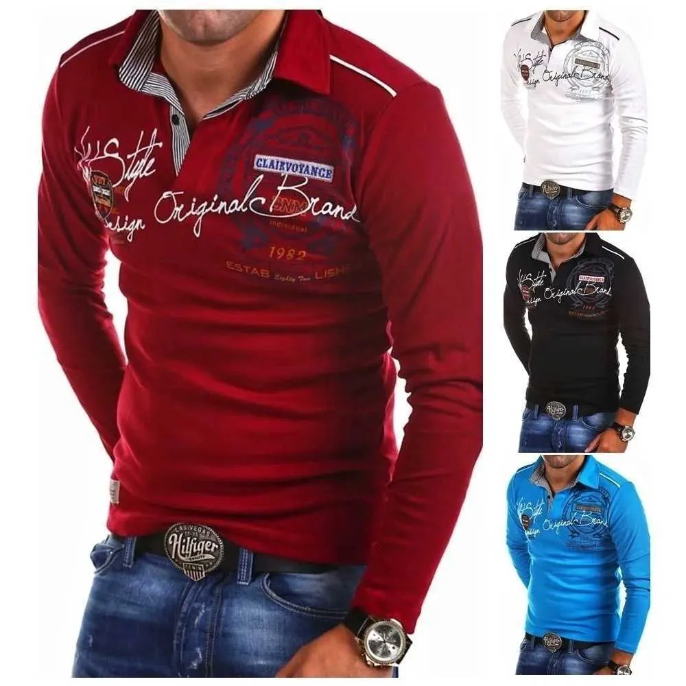 Polo's voor herenmodieuze met lange mouwen Polo Heren Casual Gedrukte Ultradunne shirt Heren 4xl Para HOMBRE Q240508