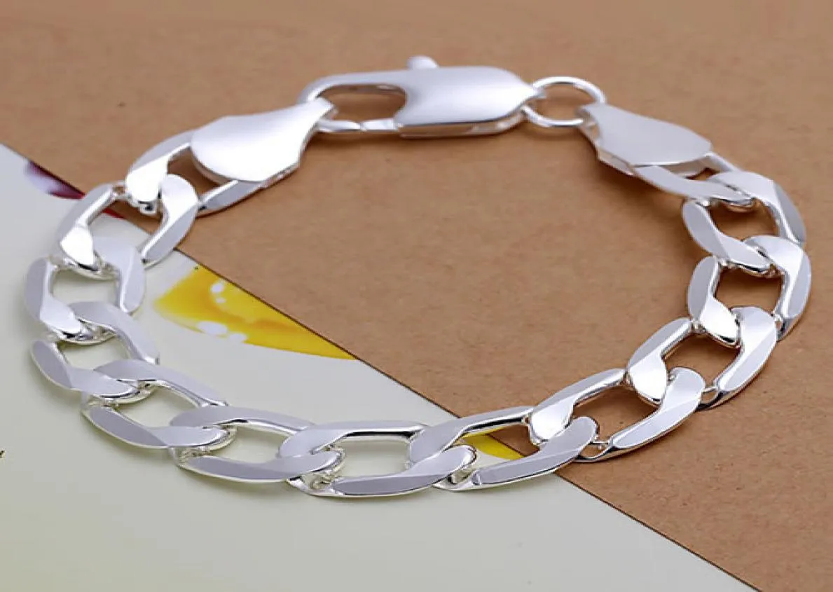 Fijn 925 Sterling zilveren armband voor vrouwen Menfashion 925 Zilver 12 mm ketting 8inch Bracelet Italië 2018 Nieuwe aankomst Xmas Gfit5464074