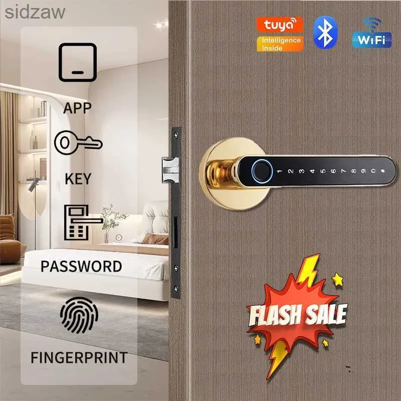 Smart Lock Tuya Fingerprint Biometric Smart Door Lock Home Apartement met sleutelkaart Digitale deurslot Toetsenbord Keyless Entry WX