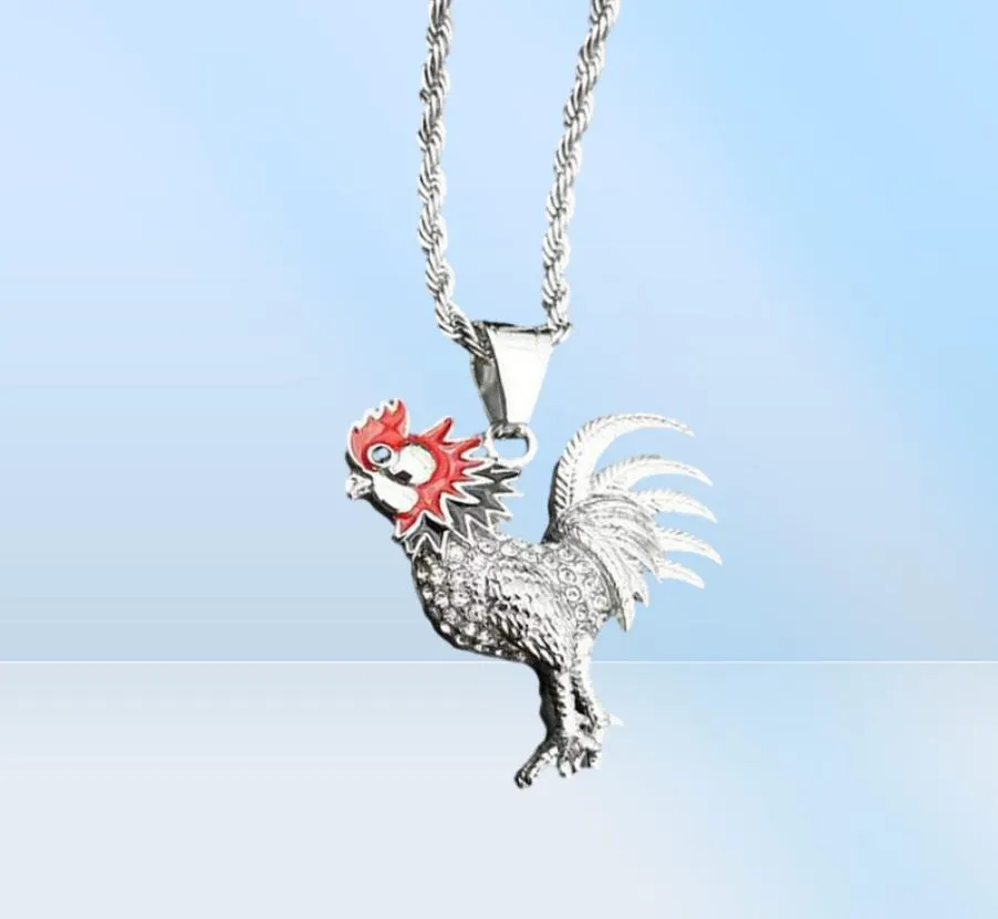 Pendant Necklaces Collier Necklace Gold Color Stainless Steel Gallic Rooster For MenWomen Iced Out Bling French Jewelry Gift6224181497131