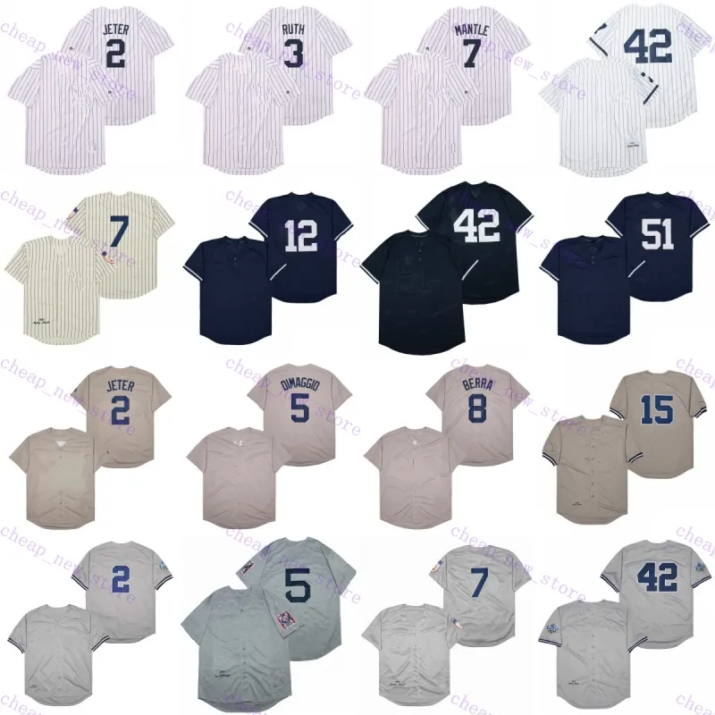 Cheap Baseball Jerseys 2 Jeter /3 RUTH /4 Gehrig /5 DiMaggio /8 Berra /9 Maris /10 Rizzuto /12 Boggs /15 Munson /23 Mattingly /42 Rivera /51 Williams 1939 Vintage Retro White Grey