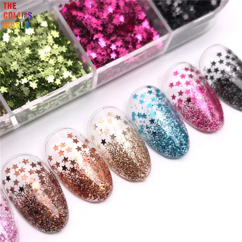 TCT886 Star Forme paillettes Petites paillettes de taille 1 mm pour ongles Desgin Summer Polish Charmes Art Décorations Slices Bijoux 240509