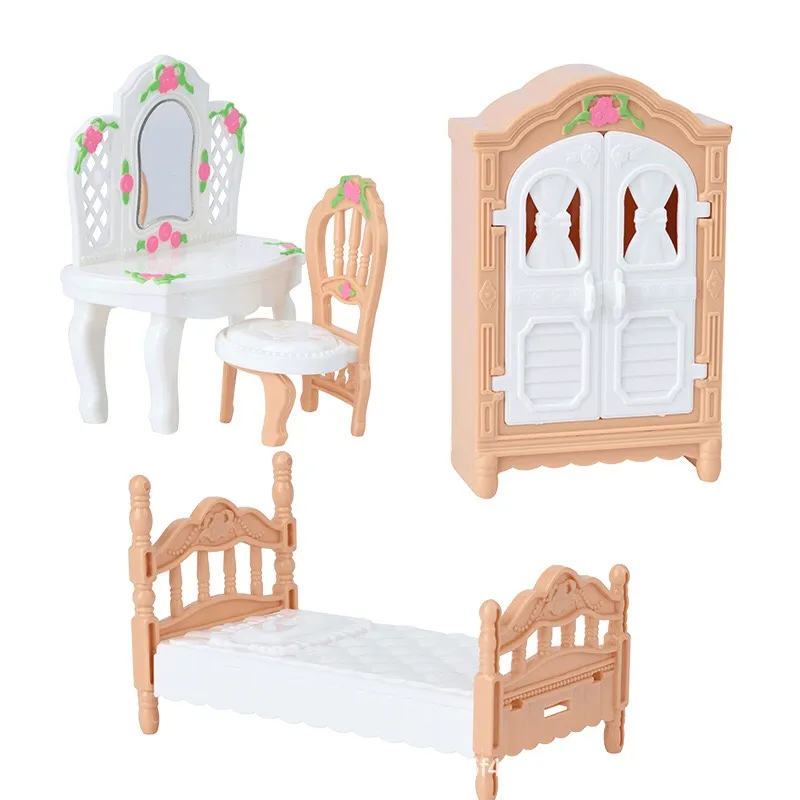 Kawaii Doll Schlafzimmer 5 Artikel Puppen Kinder Mini Accessoires 1:12 Skala Mini Doll House Möbel DIY Kinderspielzeugpuppe Express Spielzeughaus