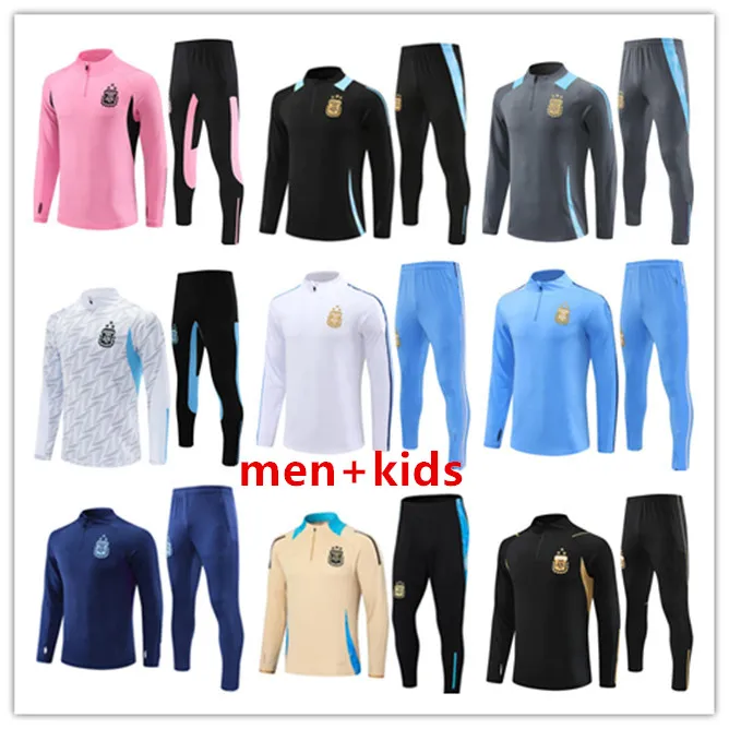 23 24 25 3-stjärnigt Argentina Tracksuit Soccer Jersey Messis Training Suit Football Shirt Maradona Di Maria 22/23/24 Men Kids Kit Tracksuit Set Uniforms