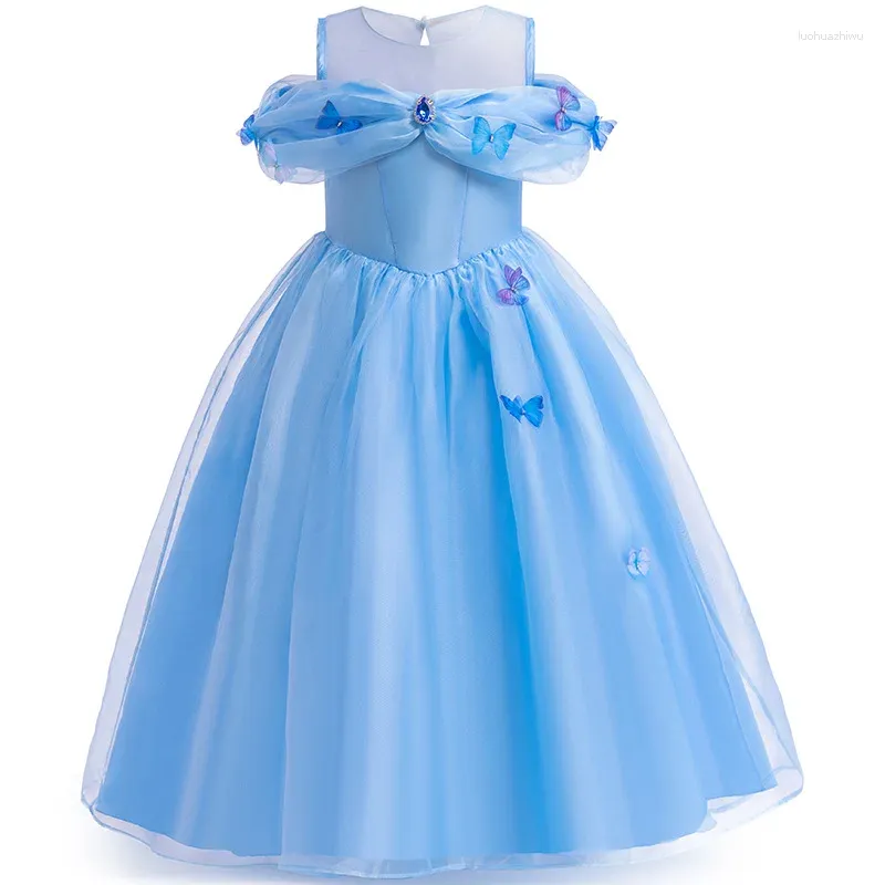 Girl Dresses 2024 Butterfly Girls Dress Summer Fairy Tale Ruolo giocando eleganti outfit della festa della fine della principessa 2-10 anni vestiti per bambini