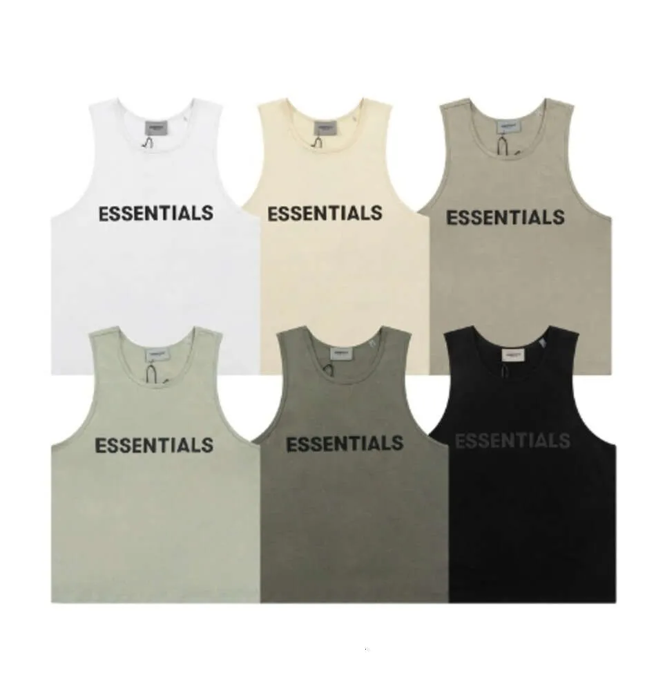 ESS MENS TRANK TOP T-SHIRT Trend Brand driedimensionale letters Pure Cotton Lady Sport Casual Loose High Street Mouwess Vest Top EU-maat S-XL Hoge kwaliteit 44536