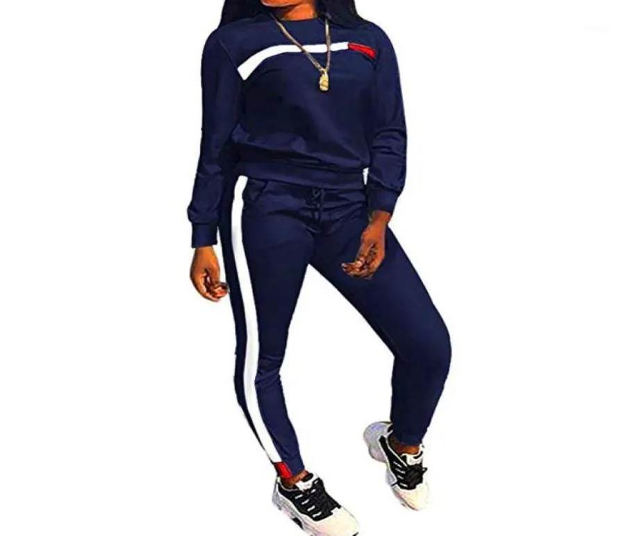 Loozykit dames sport outfit ronde nek top streep lange broek zweetpakken vrouwen fitness hardloop training tracksuit slijtage18133201
