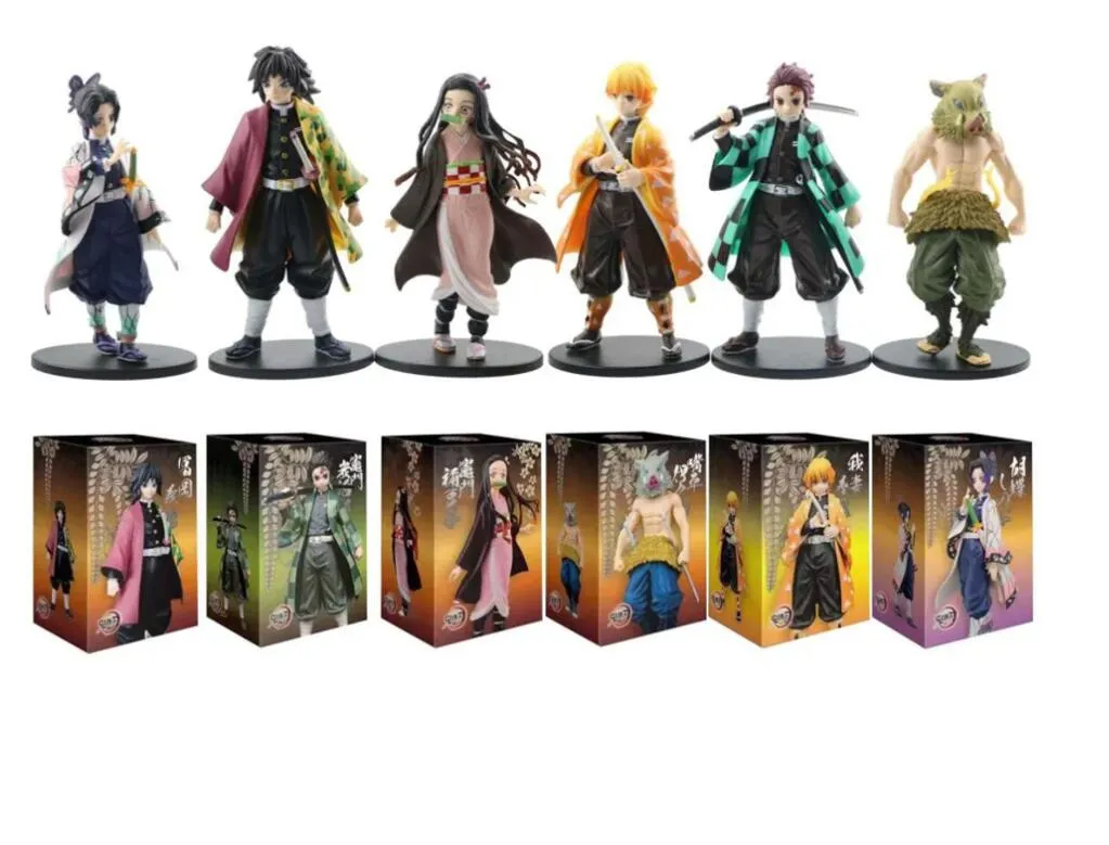 Anime Demon Slayer Kimetsu No Yaiba Figuur Kamado Tanjirou Actie Figuur Agatsuma Zenitsu Nezuko Warrior PVC Model Toys