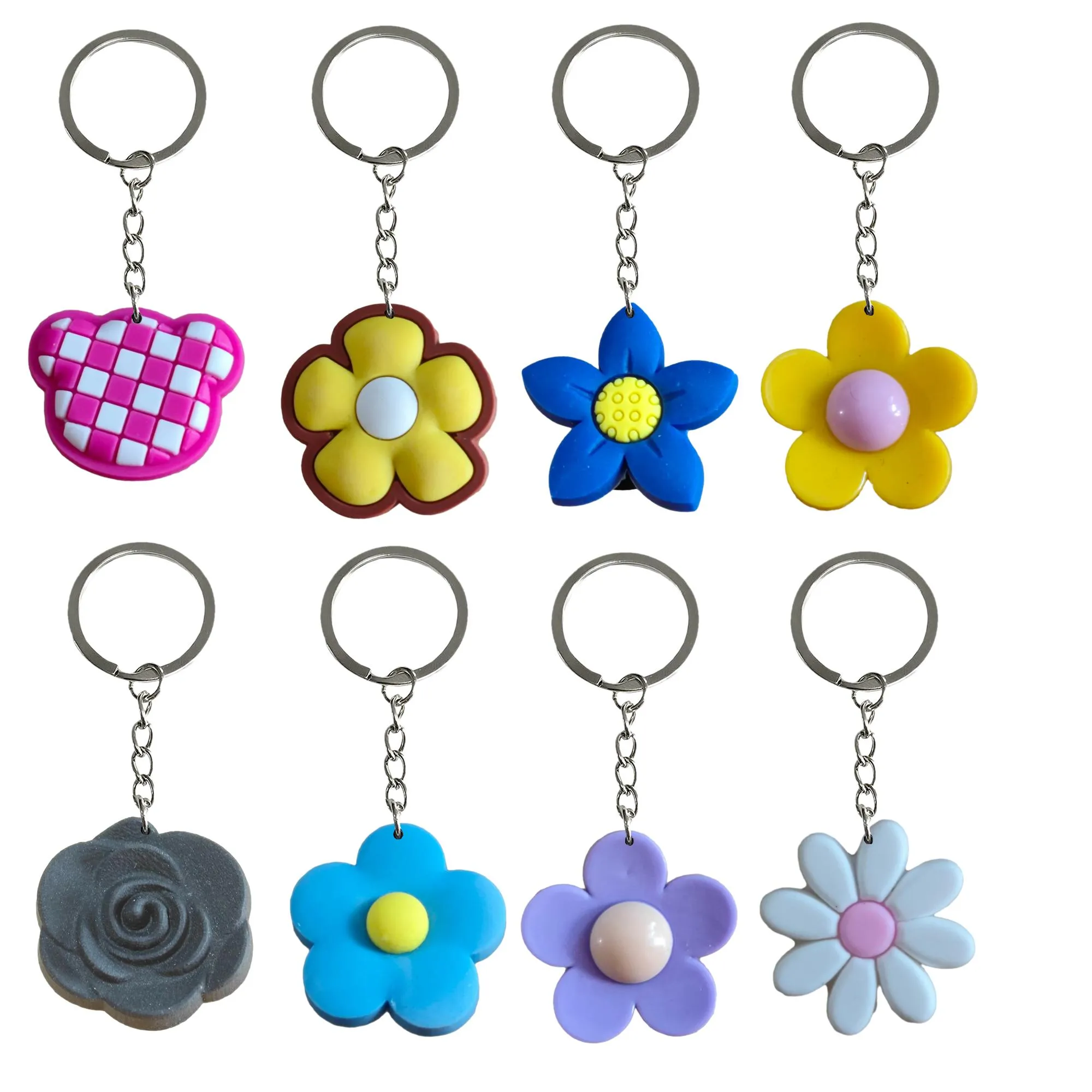 Autres accessoires de mode Fleur 2 12 Personnage colorf cool de porte-clés avec pendentifs de bracelet pour enfants Favors d'anniversaire Favors B otn3t